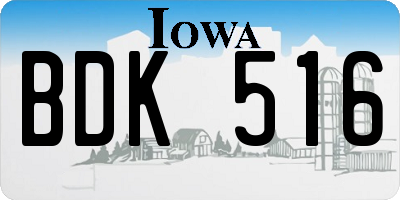 IA license plate BDK516