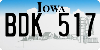 IA license plate BDK517