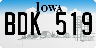 IA license plate BDK519