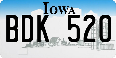 IA license plate BDK520