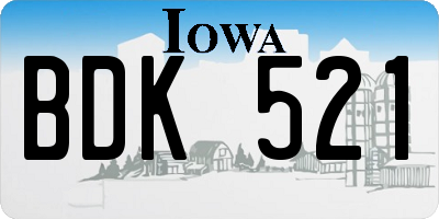IA license plate BDK521