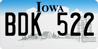 IA license plate BDK522