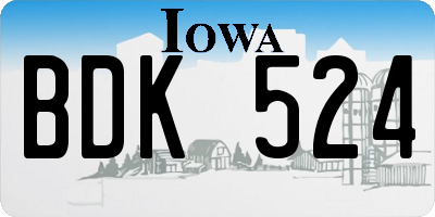 IA license plate BDK524