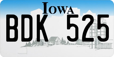 IA license plate BDK525