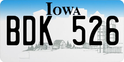 IA license plate BDK526