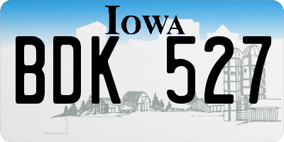 IA license plate BDK527