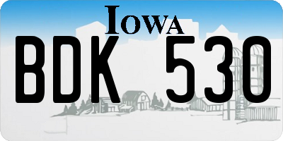 IA license plate BDK530