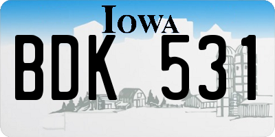 IA license plate BDK531