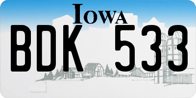 IA license plate BDK533