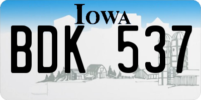 IA license plate BDK537