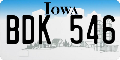 IA license plate BDK546