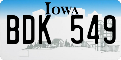 IA license plate BDK549
