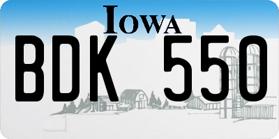 IA license plate BDK550
