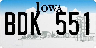 IA license plate BDK551