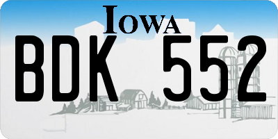 IA license plate BDK552
