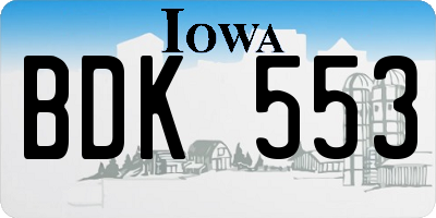 IA license plate BDK553
