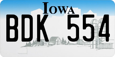 IA license plate BDK554