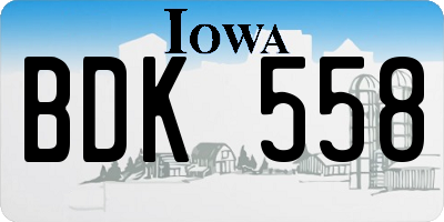 IA license plate BDK558