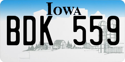 IA license plate BDK559