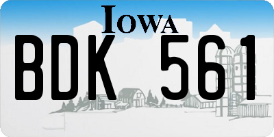 IA license plate BDK561