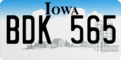 IA license plate BDK565