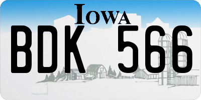 IA license plate BDK566