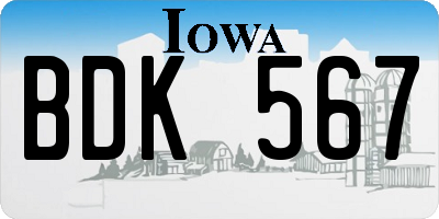 IA license plate BDK567
