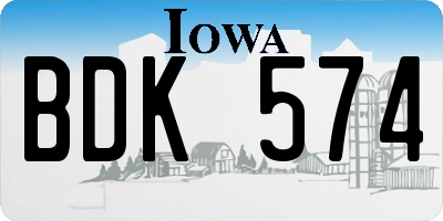IA license plate BDK574