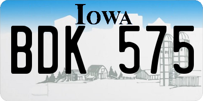 IA license plate BDK575