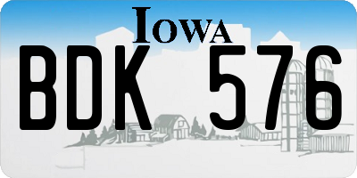 IA license plate BDK576