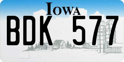 IA license plate BDK577