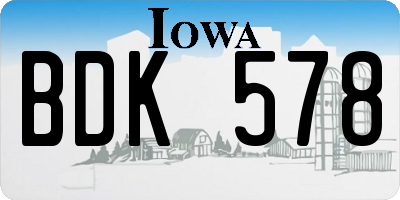 IA license plate BDK578