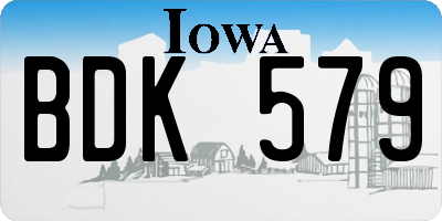IA license plate BDK579