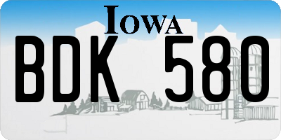 IA license plate BDK580