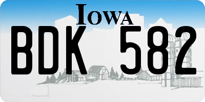 IA license plate BDK582