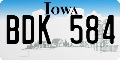 IA license plate BDK584