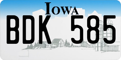 IA license plate BDK585