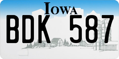 IA license plate BDK587