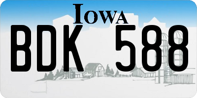 IA license plate BDK588
