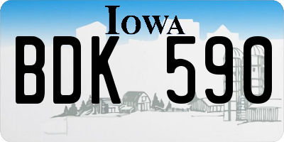 IA license plate BDK590