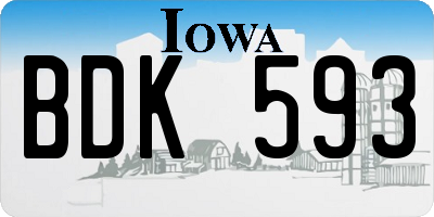 IA license plate BDK593