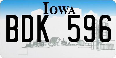 IA license plate BDK596