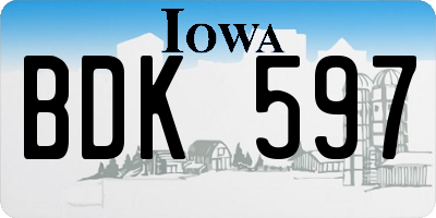 IA license plate BDK597