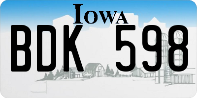 IA license plate BDK598