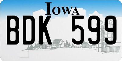 IA license plate BDK599