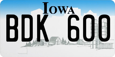 IA license plate BDK600