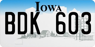 IA license plate BDK603