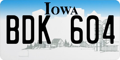 IA license plate BDK604
