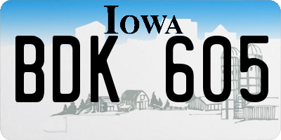 IA license plate BDK605