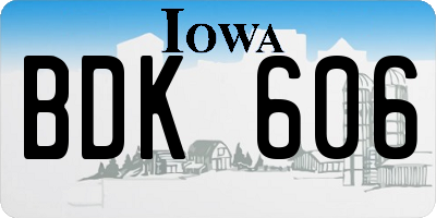 IA license plate BDK606